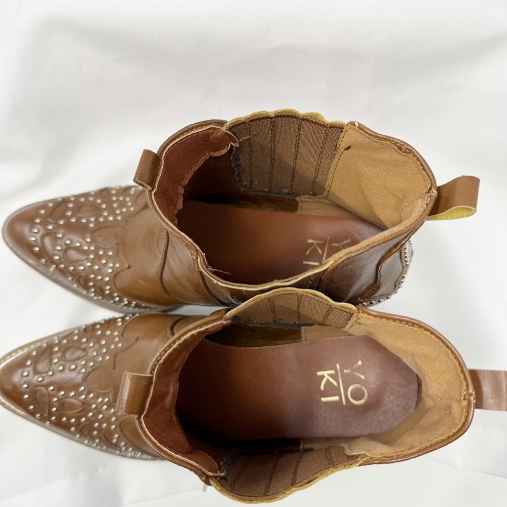 Yoki Brown Studded Western Ankle Boots - Picture 2 of 14